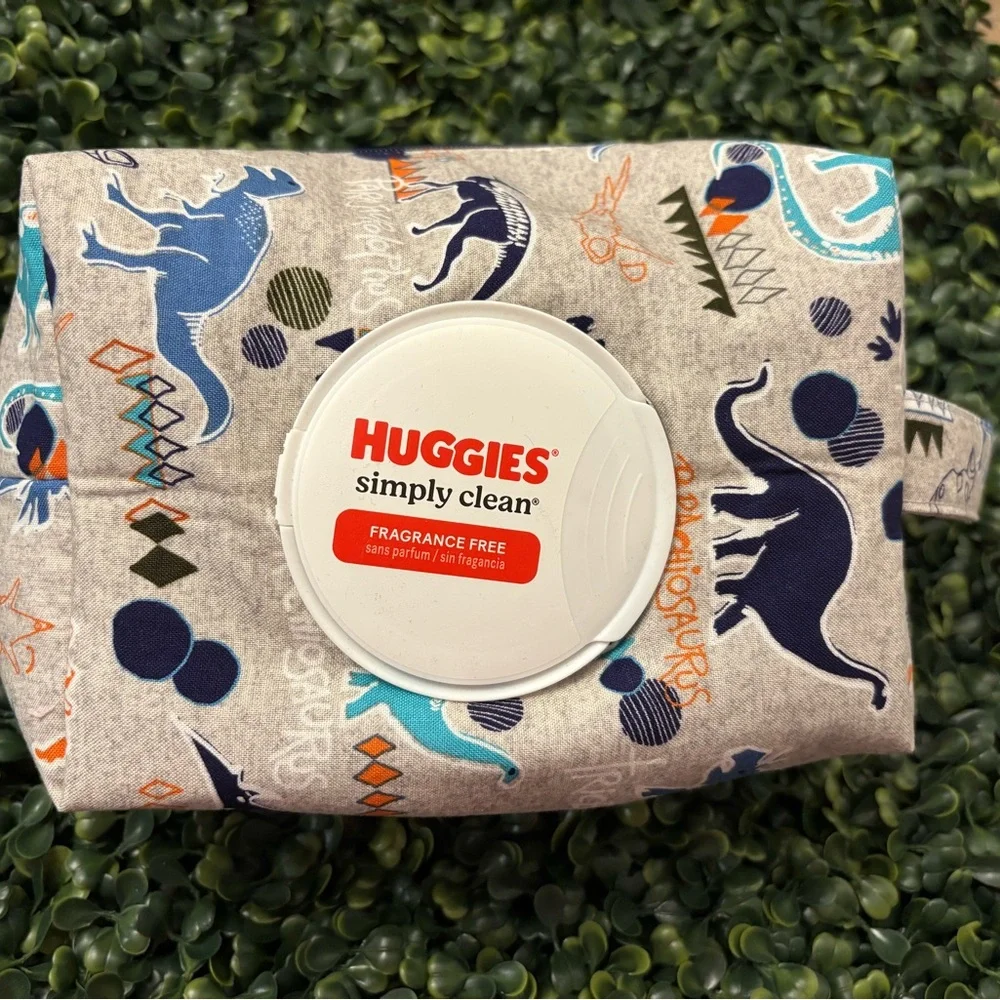 Huggies Dinosaur Print Diaper pouch - Gray and Blue